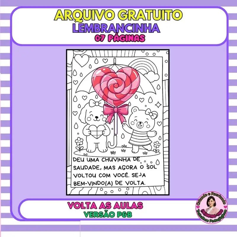 Lembrancinha Volta às Aulas para Colorir