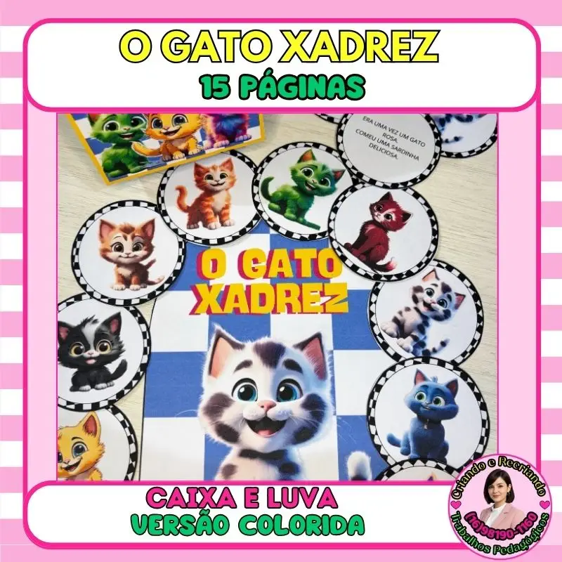 Gato Xadrez – caixa e luva com fichas coloridas para contação de histórias (PDF)