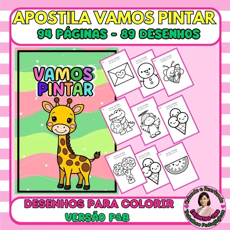 Apostila Vamos Pintar – Atividades para Colorir (90 desenhos)