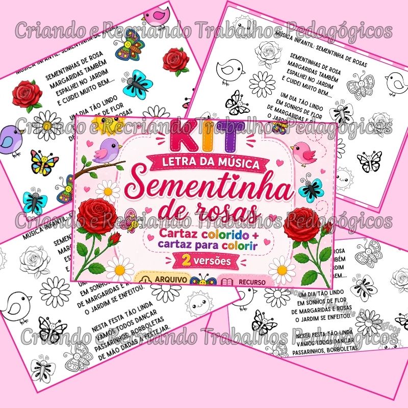 Kit Cartazes Sementinha de Rosas – Colorido + Para Colorir (25 páginas cada) Kit Cartazes Sementinha de Rosas – Colorido + Para Colorir (25 páginas cada) - Imagem 3