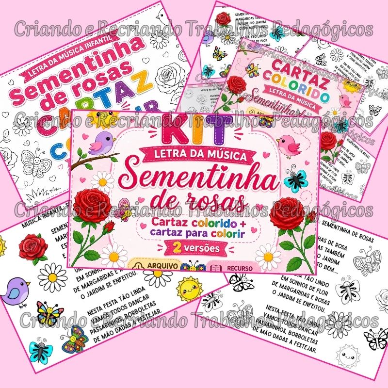 Kit Cartazes Sementinha de Rosas – Colorido + Para Colorir (25 páginas cada) Kit Cartazes Sementinha de Rosas – Colorido + Para Colorir (25 páginas cada) - Imagem 2