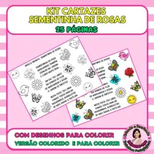 Kit Cartazes Sementinha de Rosas – Colorido + P&B