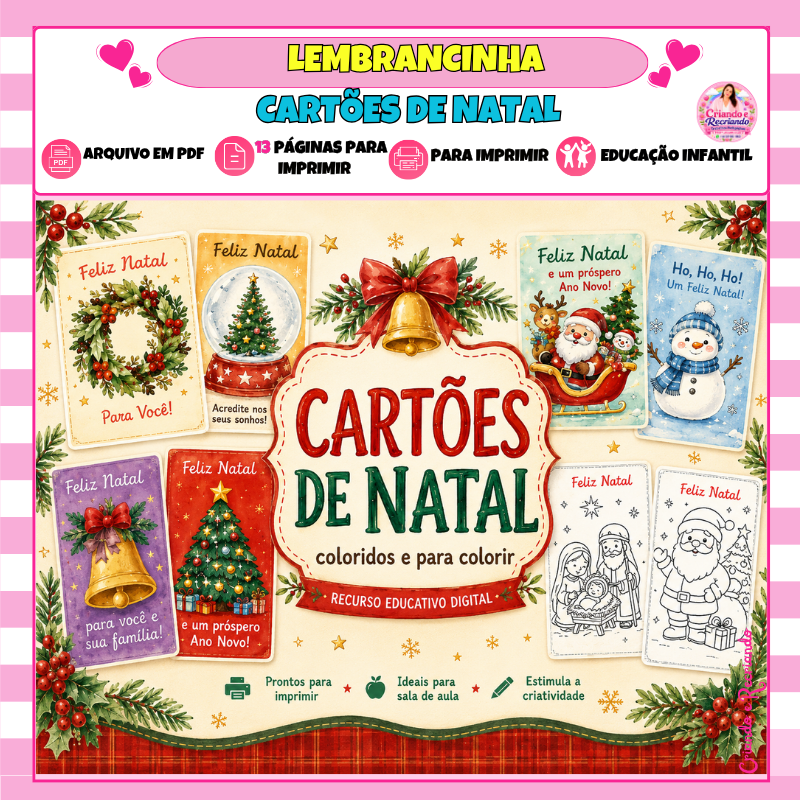 Cartões de Natal - 13 Modelos de Lembrancinha para Imprimir
