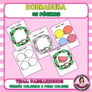 Dobradura Passarinhos – atividade de recorte e dobra (colorida & P&B)