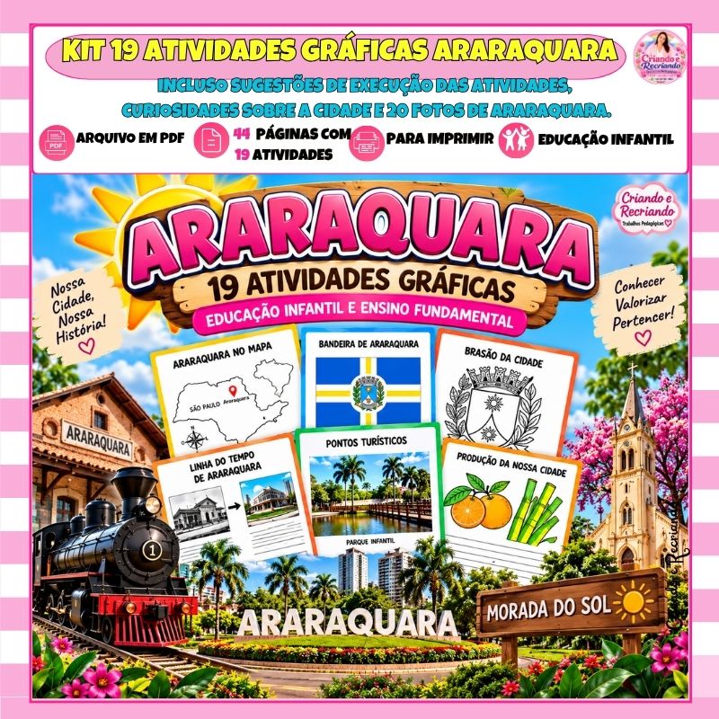 Kit 19 Atividades Gráficas sobre Araraquara SP