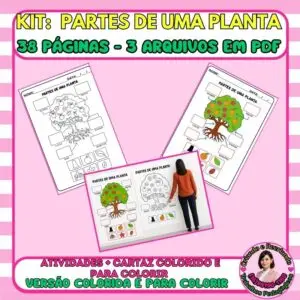 Kit Partes da Planta – Atividades + Cartaz Colorido e para Colorir