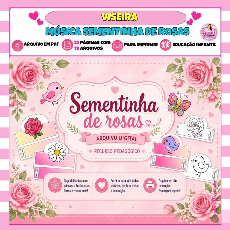 Viseira Sementinha de Rosas – colorida e Preto e Branco