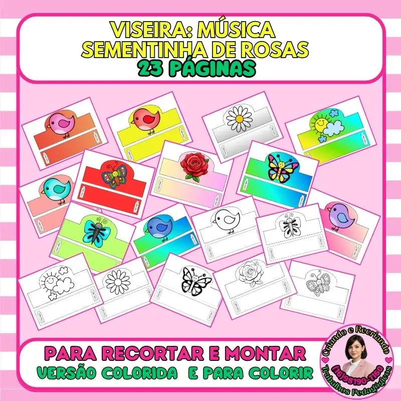 Viseira Sementinha de Rosas – colorida & P&B (23 páginas)