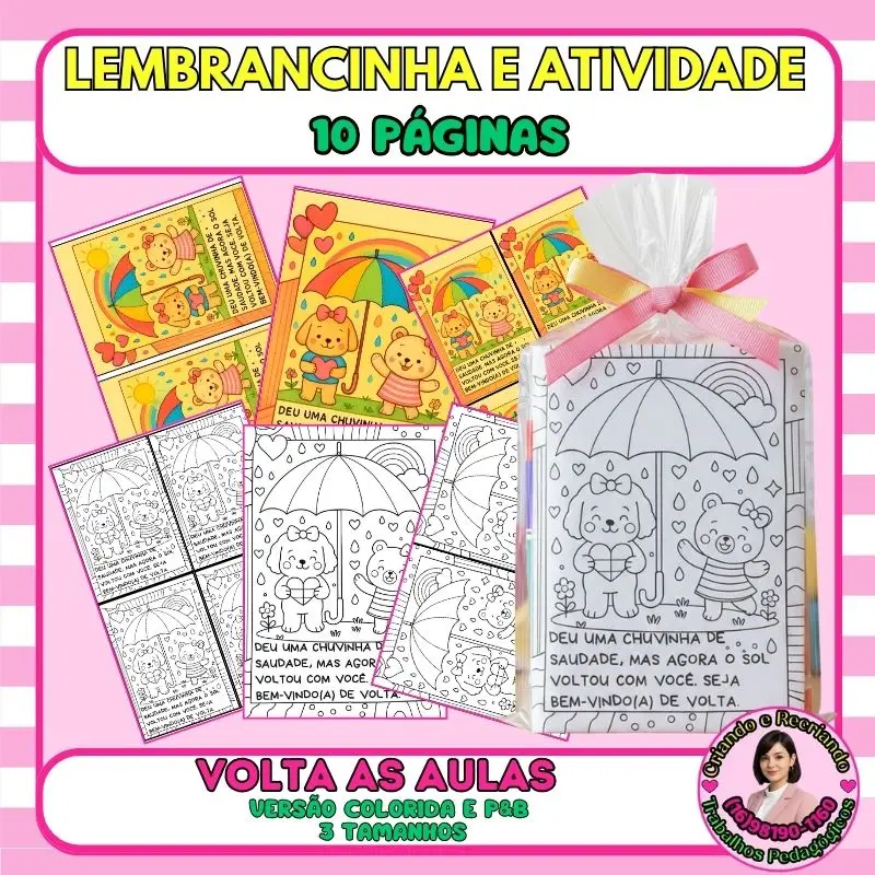Lembrancinha Volta às Aulas – Colorida & P&B (3 tamanhos)