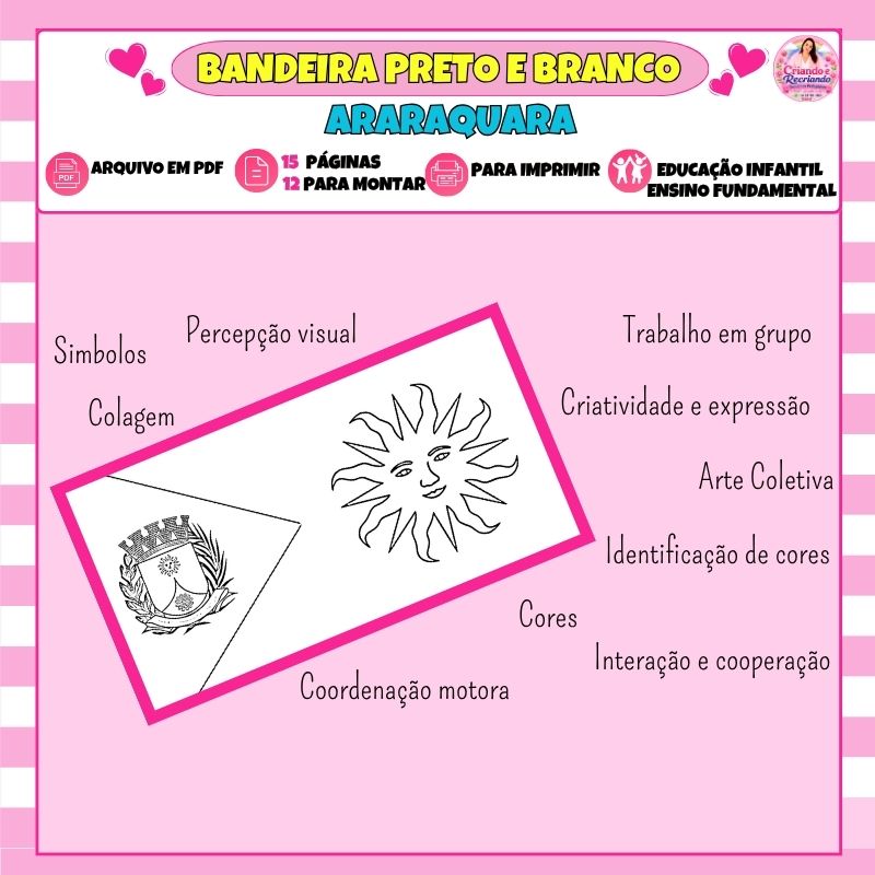 Bandeira de Araraquara para Colorir e Montar