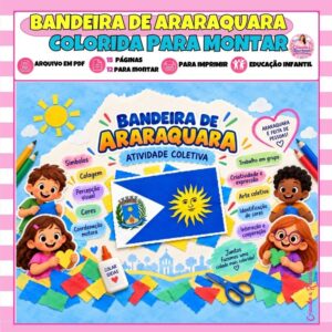 Bandeira de Araraquara Colorida para Montar - Atividade Coletiva
