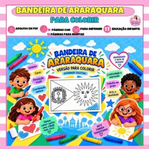 Bandeira de Araraquara para Colorir e Montar