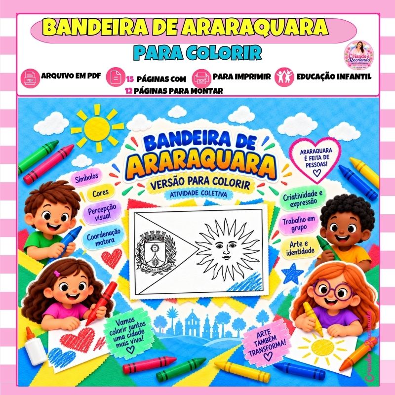 Home Bandeira de Araraquara para Colorir e Montar