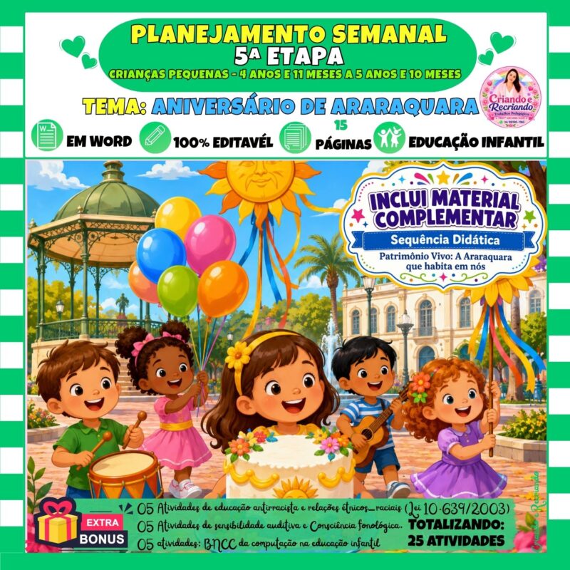 Planejamento Semanal 5ª Etapa – Aniversário de Araraquara