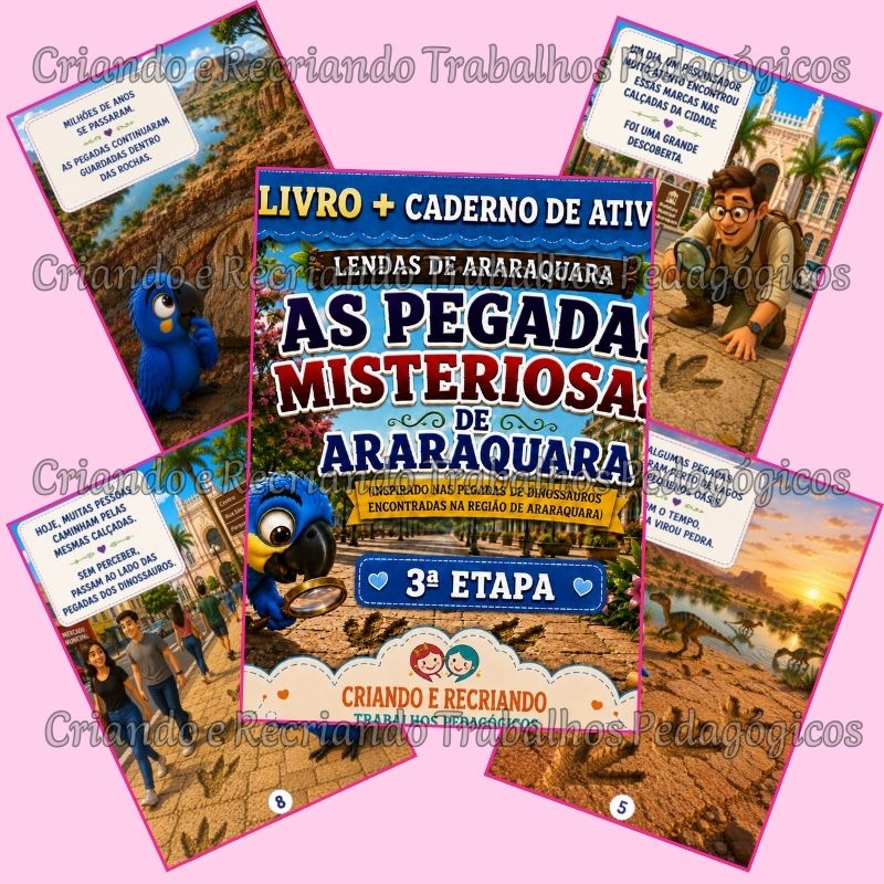 Kit Livro + Caderno de Atividades 3ª Etapa – As Pegadas Misteriosas de Araraquara Kit Livro + Caderno de Atividades 3ª Etapa – As Pegadas Misteriosas de Araraquara - Imagem 2