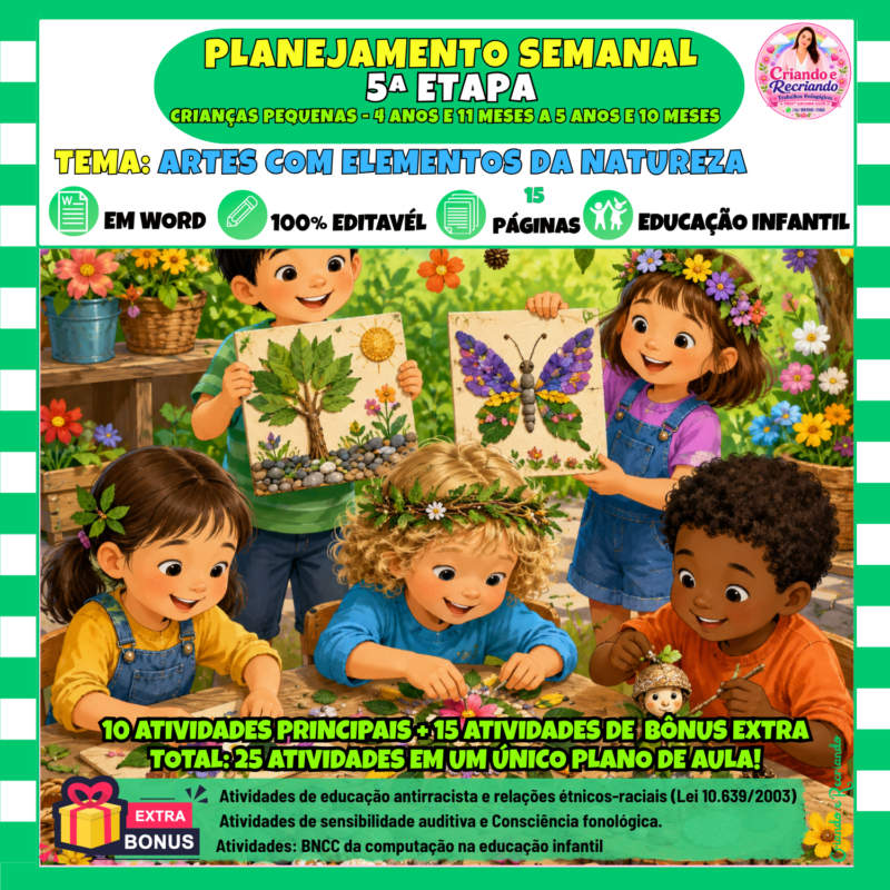 Planejamento Semanal 5ª Etapa – Artes com Elementos da Natureza