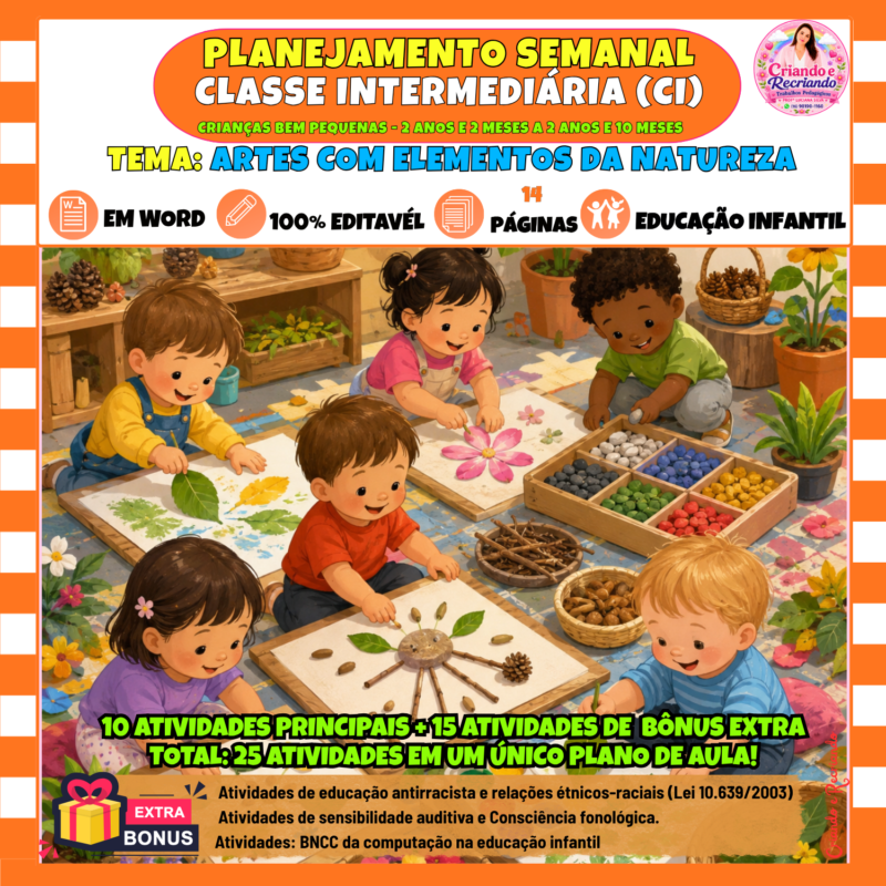 Planejamento Semanal Classe Intermediária – Artes com Elementos da Natureza