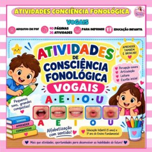 Atividades de Consciência Fonológica – Vogais | Educação Infantil e 1º Ano Atividades de Consciência Fonológica – Vogais | Educação Infantil e 1º Ano