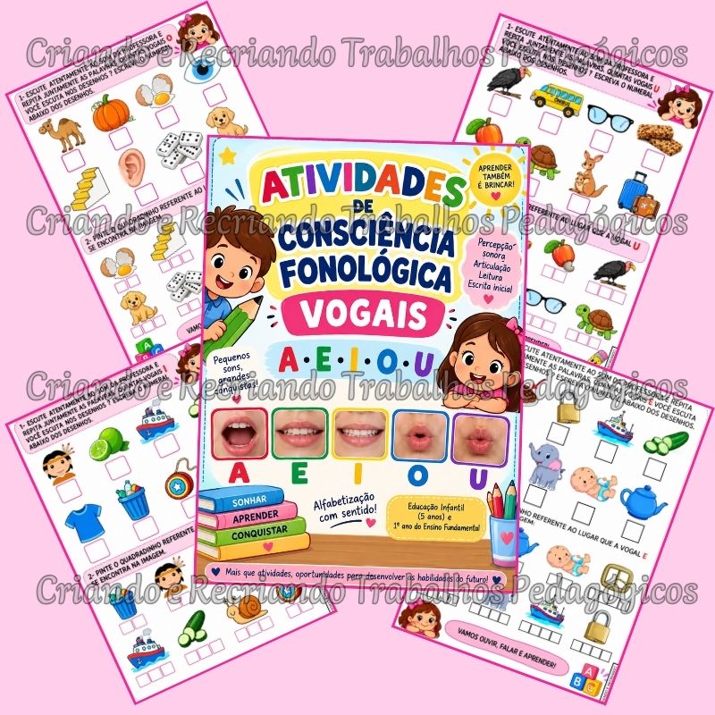 Atividades de Consciência Fonológica – Vogais | Educação Infantil e 1º Ano Atividades de Consciência Fonológica – Vogais | Educação Infantil e 1º Ano - Imagem 2