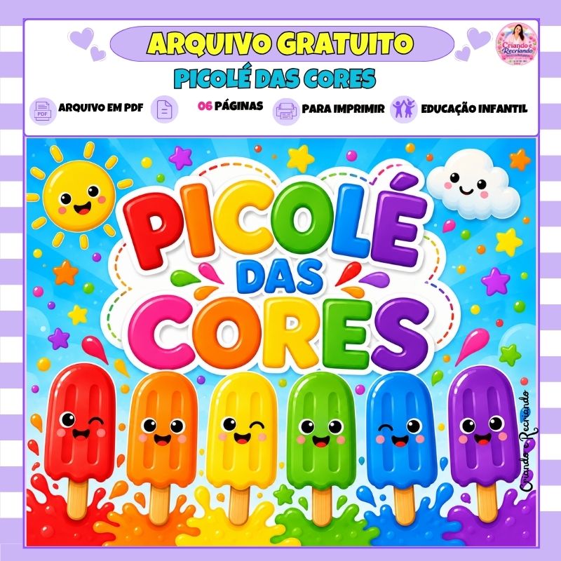 Picolé das Cores – Atividade de Associação de Cores para Educação Infantil