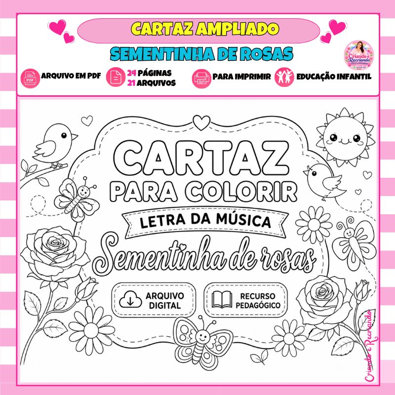 Cartaz Ampliado Sementinha de Rosas – Cartaz para Colorir