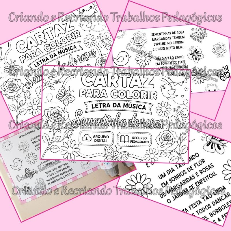 Cartaz Ampliado Sementinha de Rosas – Cartaz para Colorir Cartaz Ampliado Sementinha de Rosas – Cartaz para Colorir - Imagem 2